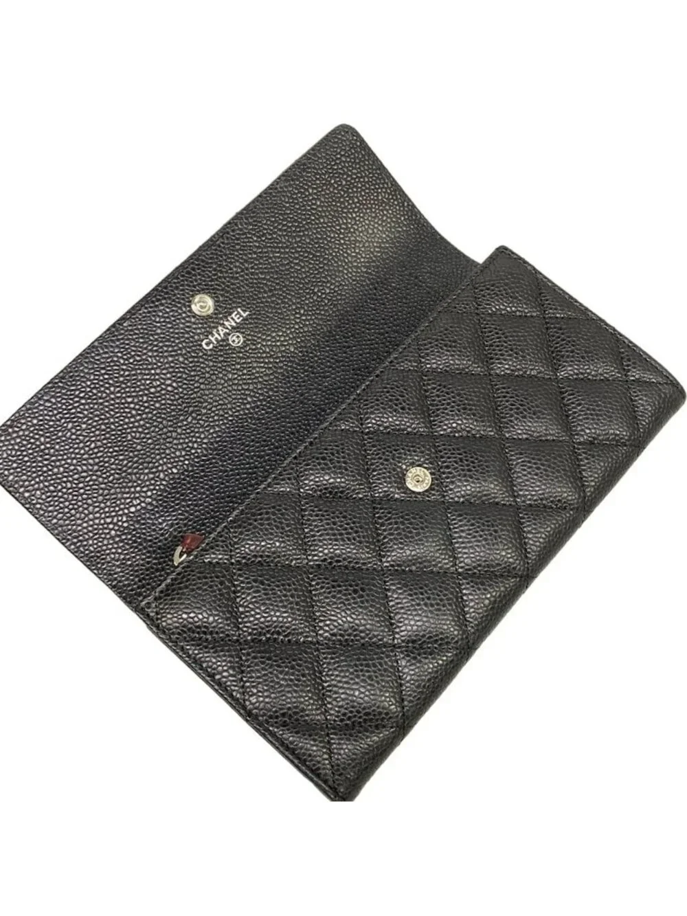 Chanel Wallet Quilted Black Silver